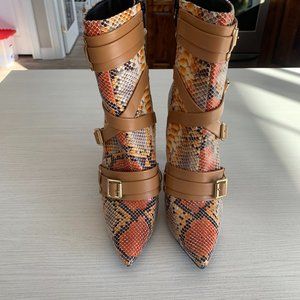 Snakeskin Pattern Ankle Boots-Size 7- Like NEW WORN ONCE